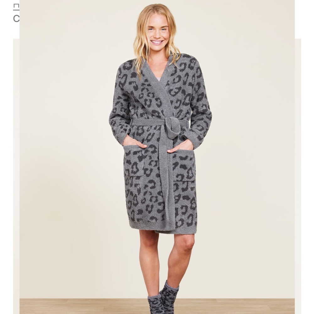 CozyChic® Women's Barefoot Dreams In The Wild® Gray Black Leopard Robe Medium M